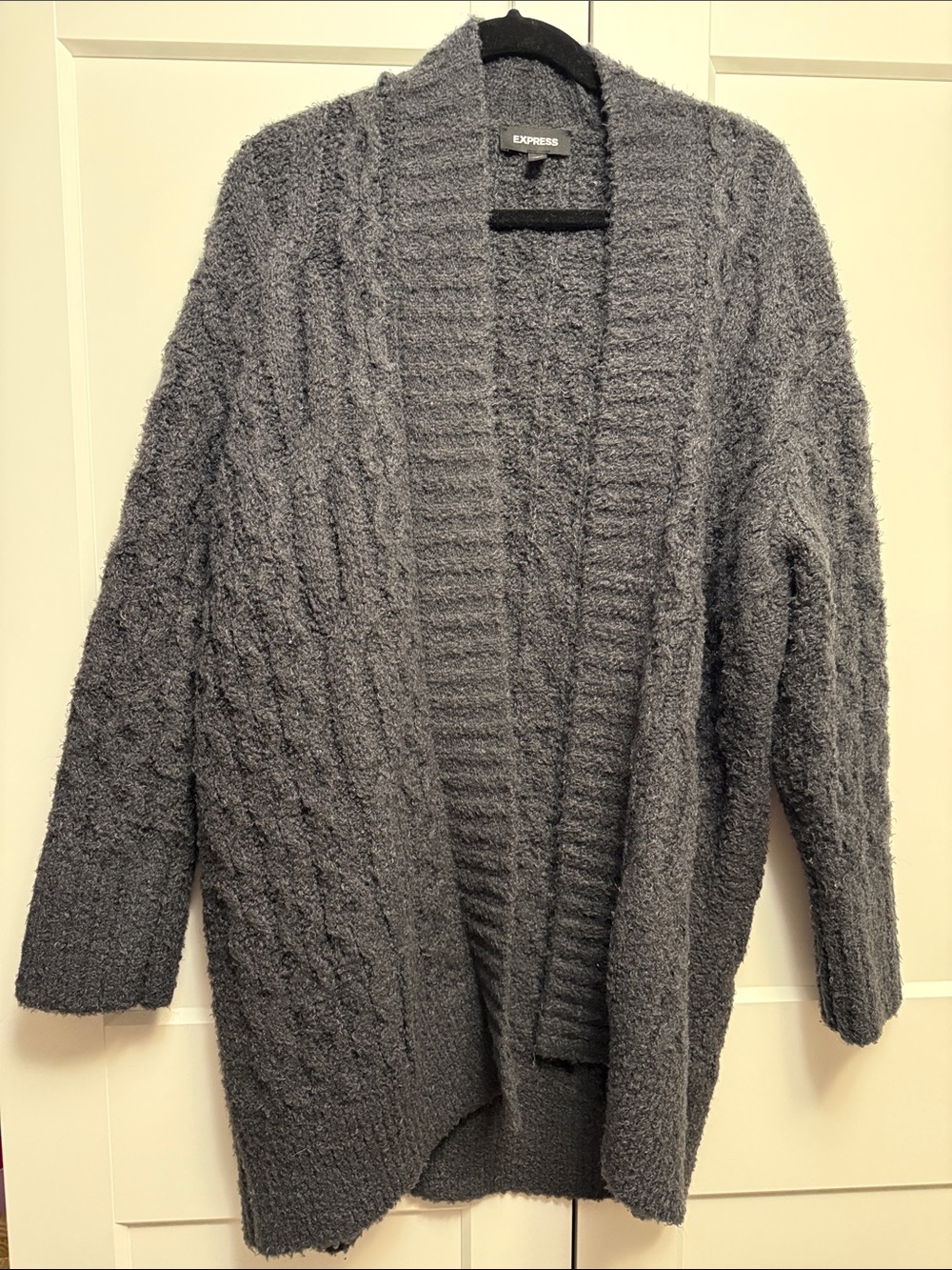 Express Gray Chunky Open-Front Cardigan Sweater